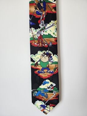 Looney Tunes Retro Black Novelty Character Golf Tie